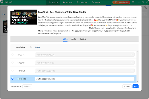 Select Output Quality