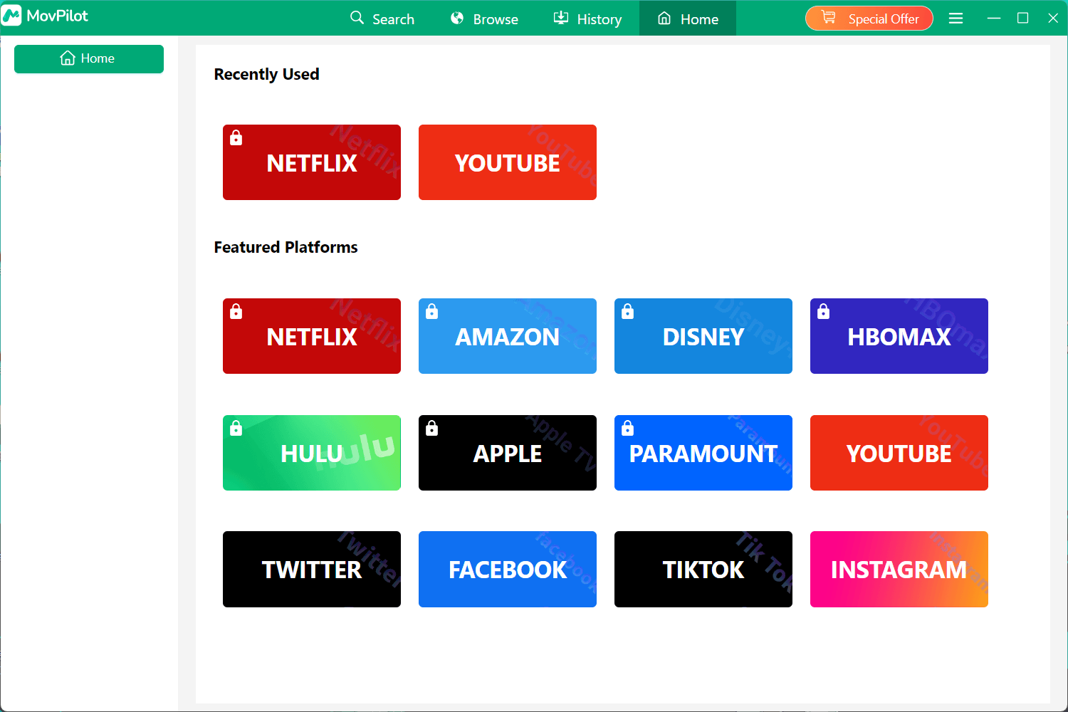Interfaz de MovPilot