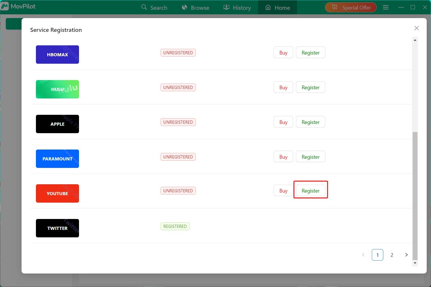 Register MovPilot YouTube Video Downloader