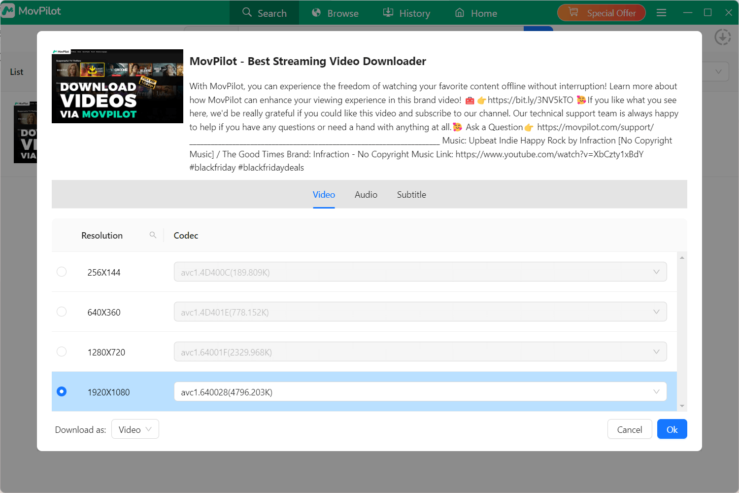 Select Output Quality