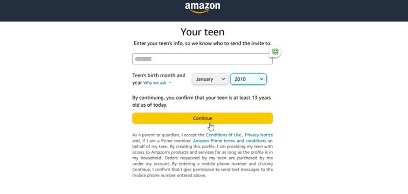 Share Amazon Prime Video with Teens via Amazon Household