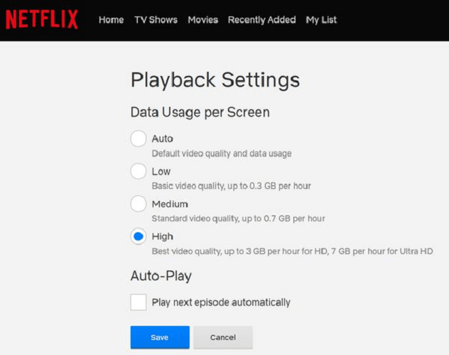 Ajuster la qualité du streaming Netflix