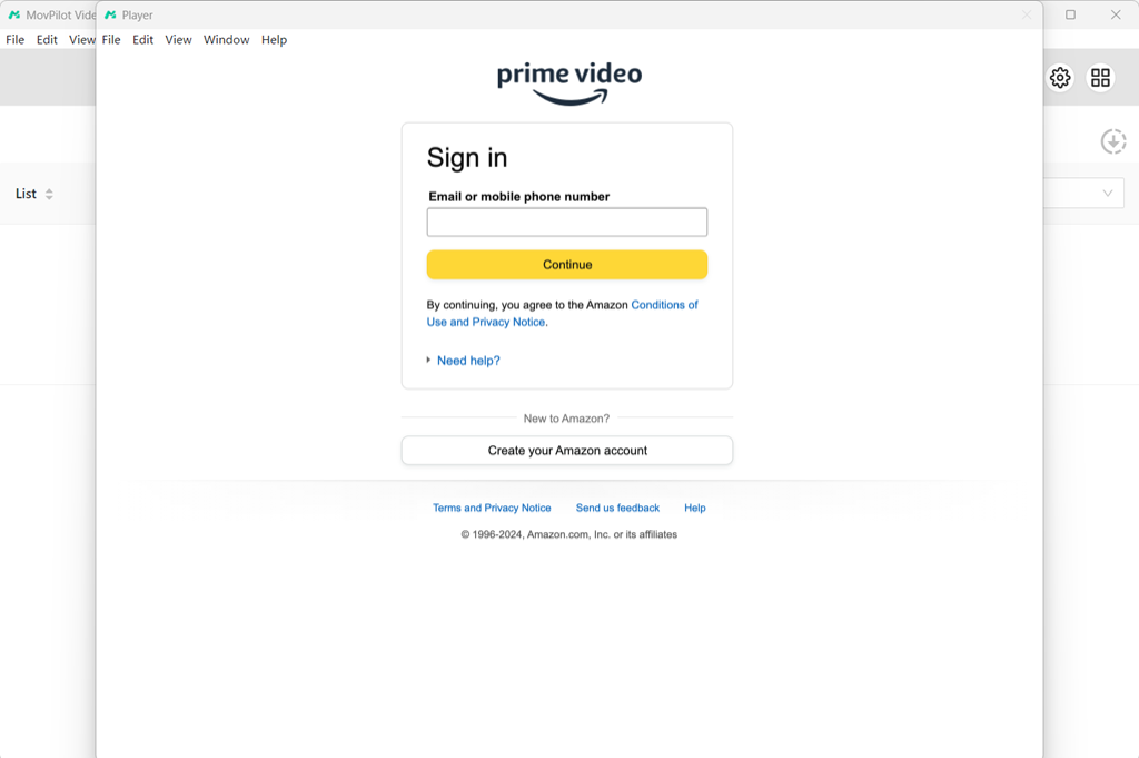 Entrar no MovPilot Amazon Prime Video Downloader