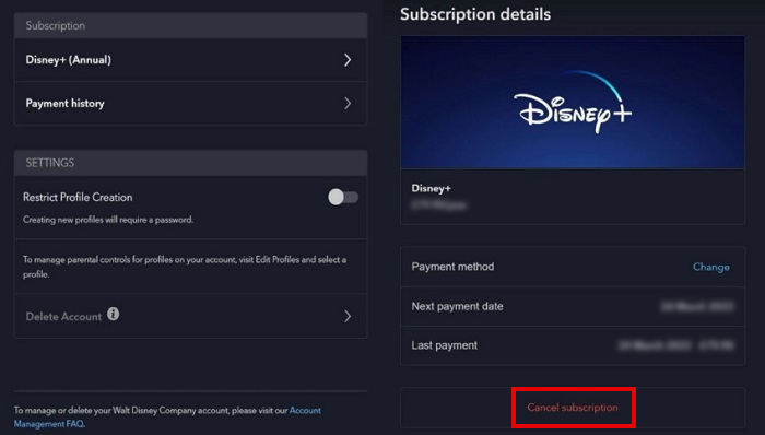 Avsluta Disney Plus-prenumeration