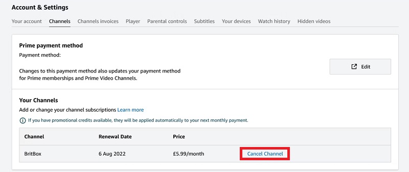 How to cancel channel subscription on amazon prime sale