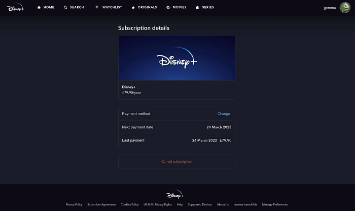 Consultar suscripción a Disney Plus