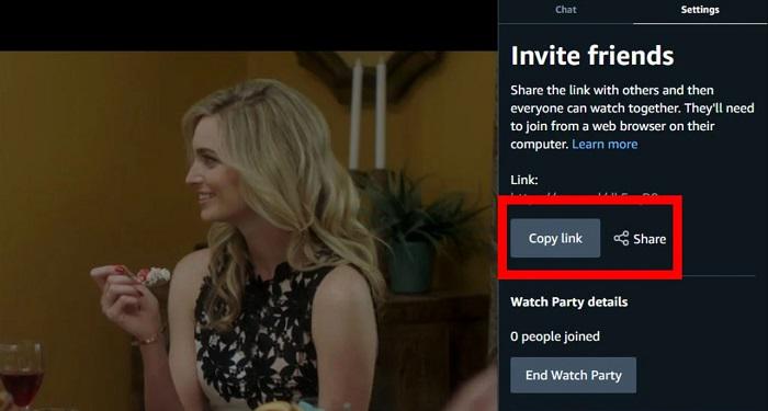 Share Amazon Prime Video via Watch Party