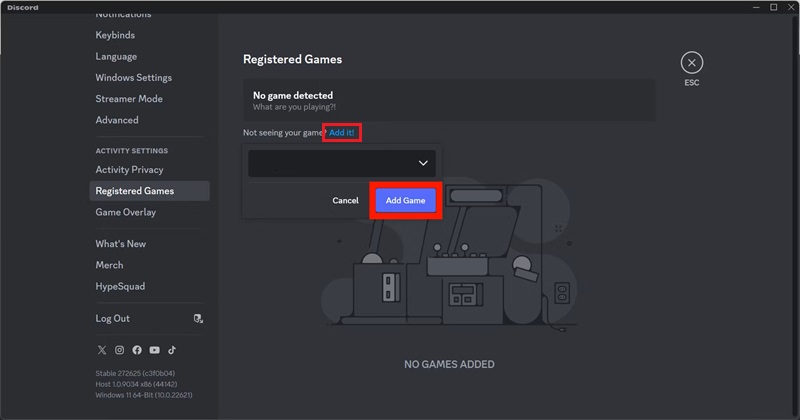 Discord Adicionar Jogo