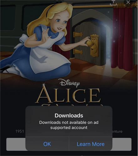 Downloads not Available on Disney Basic Plans