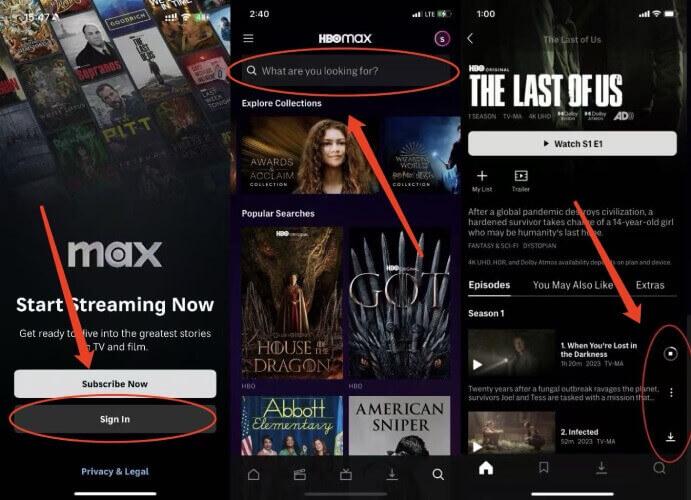 ดาวน์โหลดซีรีส์เกม The Last of Us บนแอป Max