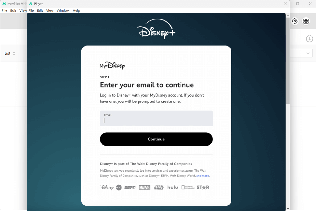 Log in to Disney Plus