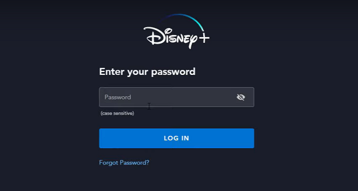 Entrez le mot de passe pour vous connecter à Disney Plus