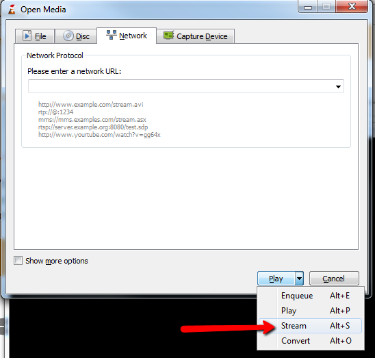 Enter Hulu Video URL in VLC