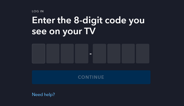 Entering the 8-digit Code
