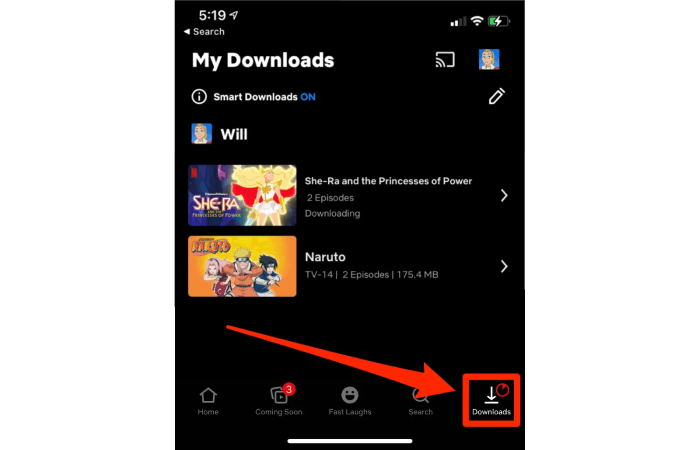 Find Netflix Download Location on iOS