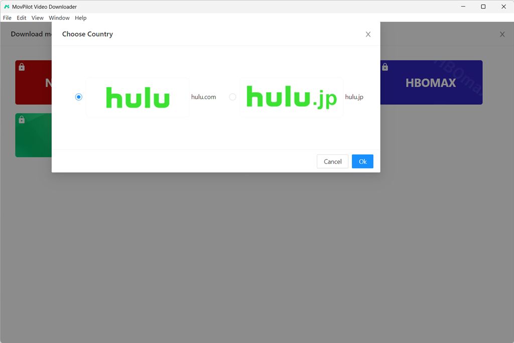 Επιλέξτε Περιοχή Hulu στο MovPilot