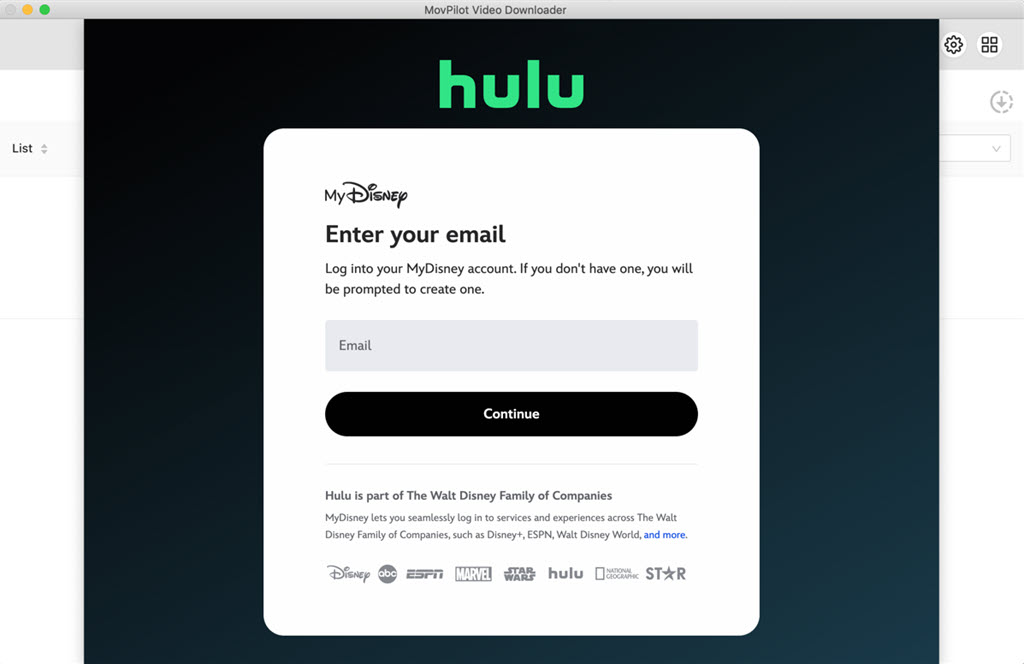 Log into Hulu on MovPilot