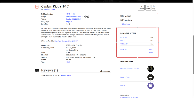 Get MP4 Movie Downloads from Internet Archive