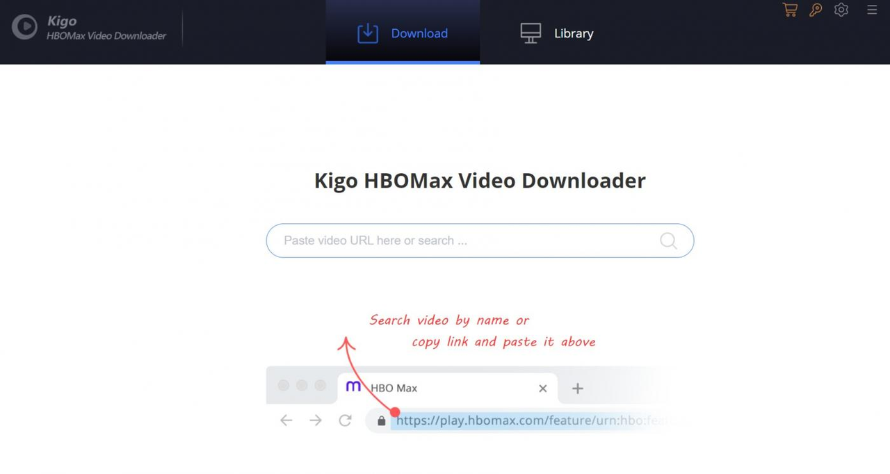 Interface of Kigo HBOMax Video Downloader