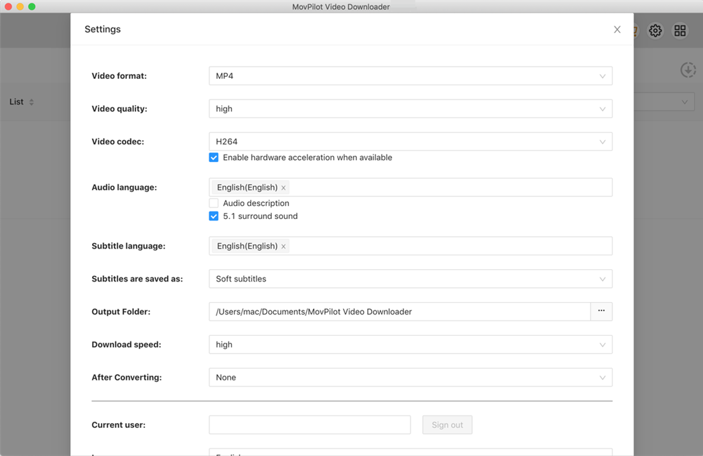 Personalizza le impostazioni di output