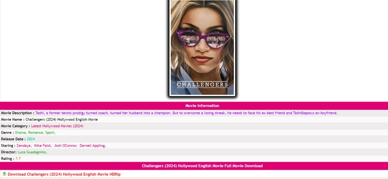 Mp4Moviez Download Challengers Detail Page