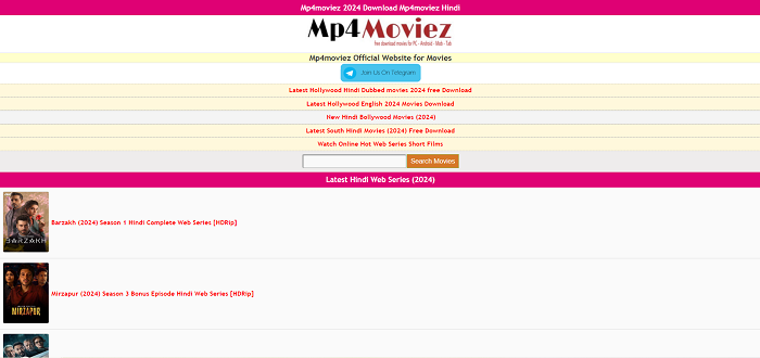 Download de filmes MP4 do Mp4Moviez