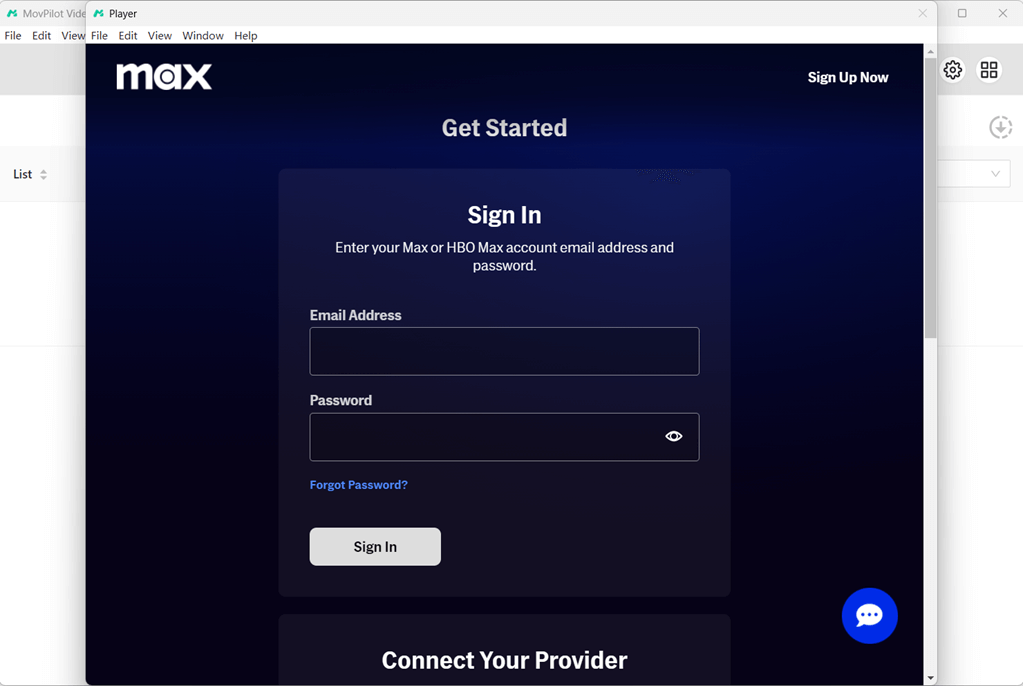 Log into Max on MovPilot