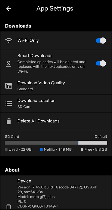 Netflix App Settings Android
