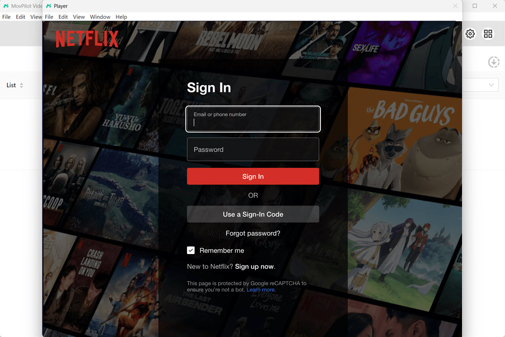 Log into Netflix on MovPilot
