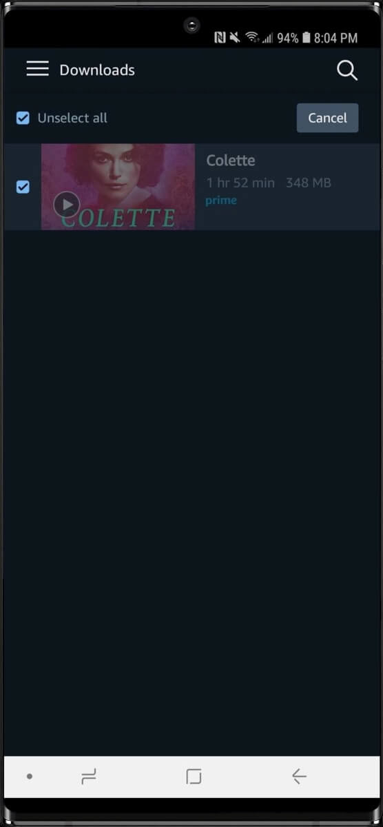 Prime Video Downloads in Android App