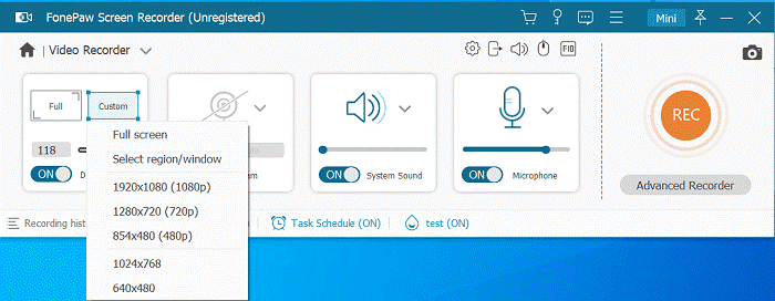 Adjust the Recording Area