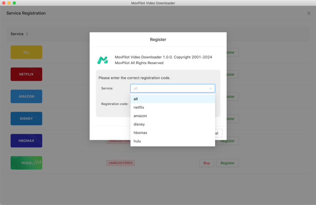 Register MovPilot Video Downloader