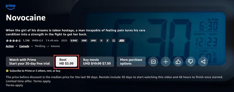 Rent a Movie on Amazon Prime