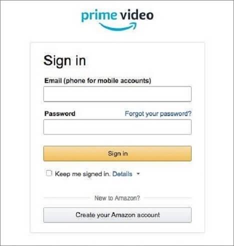 Resign in Amazon Prime Video