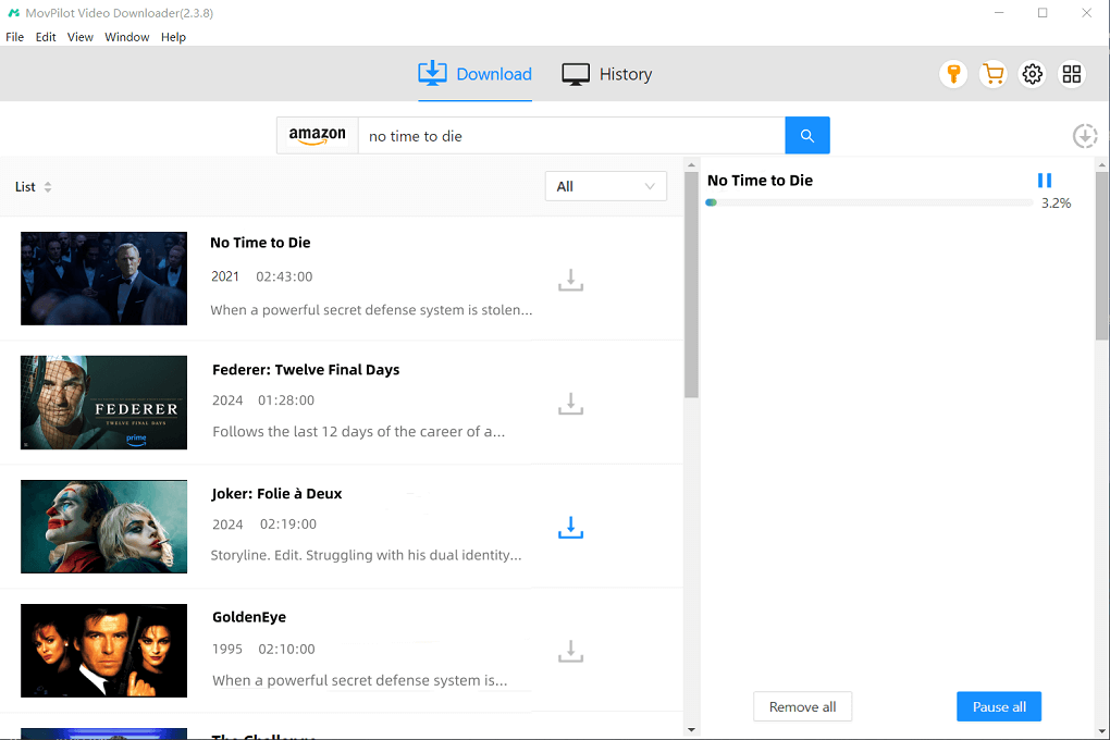 Downloading Amazon Prime Video via MovPilot