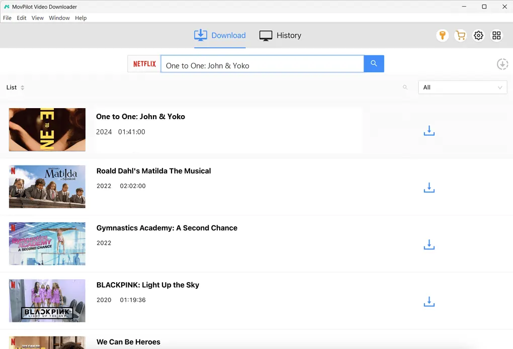 Search for Movies in MovPilot