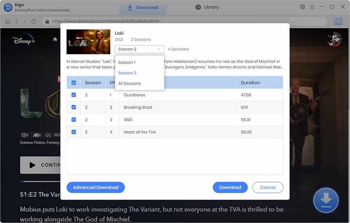Select Disney Download Season on Kigo