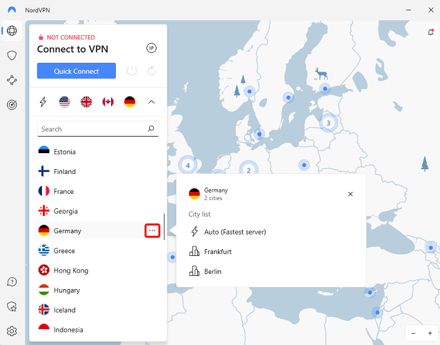 Select Server for NordVPN