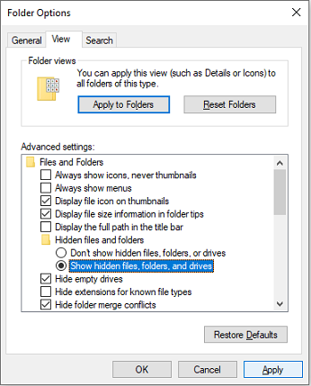 Show Hidden Files on Windows 10