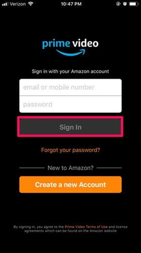 Sign into Amazon Account on iPhone