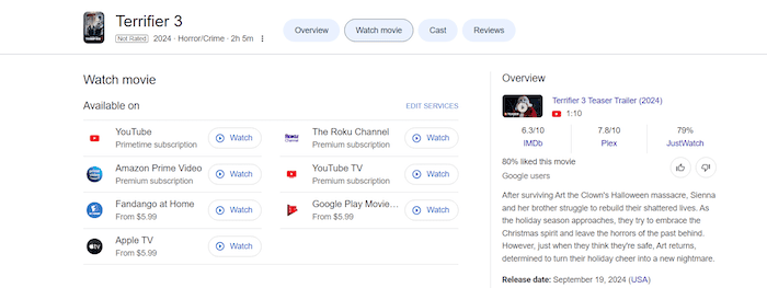 Stream Terrifier 3 Online