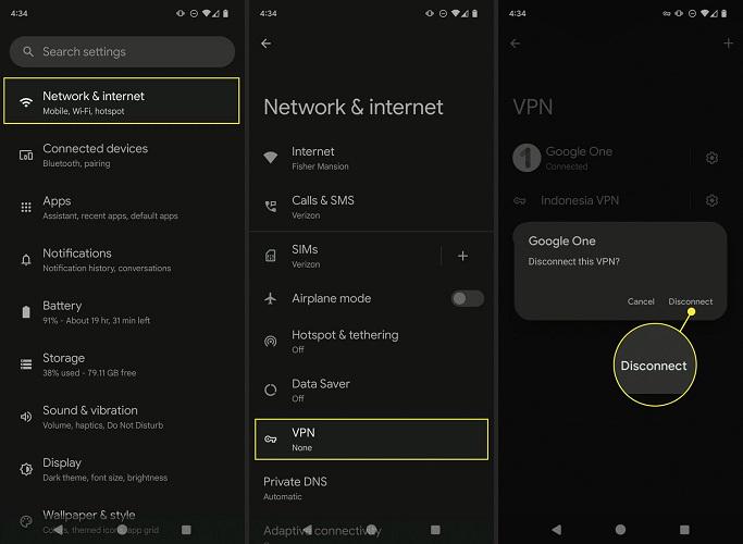 Turn off VPN on Android Phone