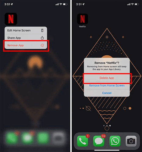 Удалить Netflix на iPhone