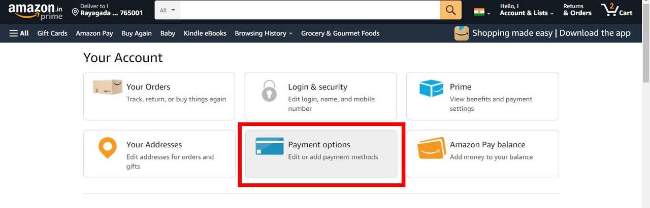 Update Amazon Prime Payment Method