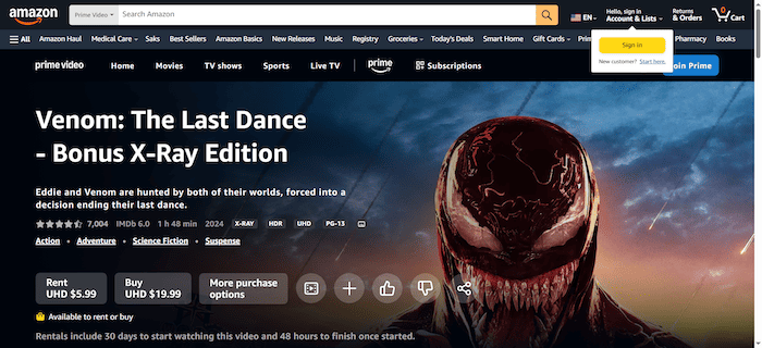 Rent Venom: The Last Dance on Amazon Prime Video