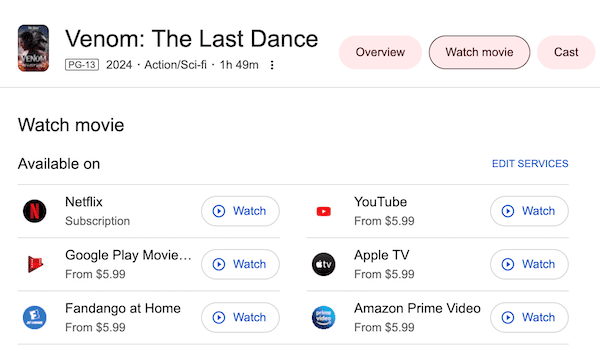 Watch Venom: The Last Dance Online